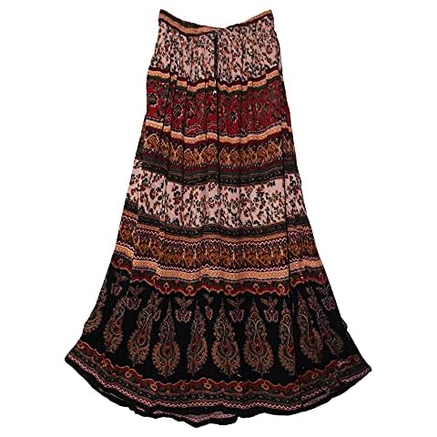 Rayon Crinkle Ethnic Skirt Indian Hippy Rock Gypsy Kjol Jupe Retro Boho Falda Women Cover