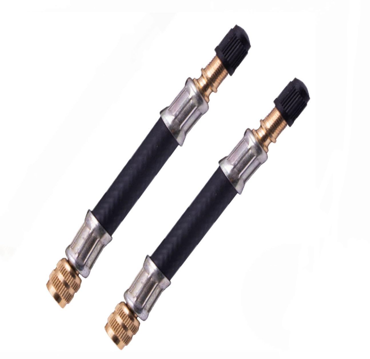 Wxinsheng Black 2Pcs Flexible Tyre Valve Extension,100Mm Universal Air Valve Stem Extenders For Car, Truck, Rv, Motorcycle Bicycle