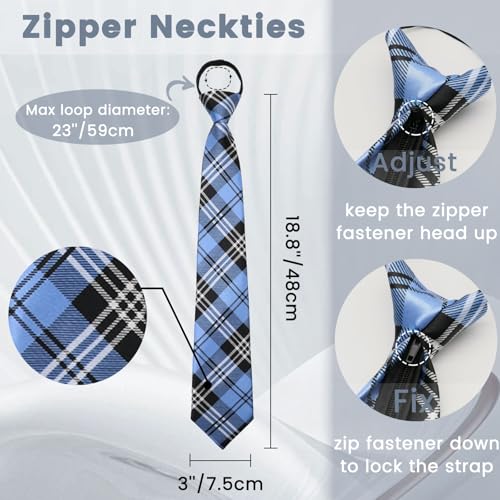 Image of Mens Tie Pre-tied Adjustable Men's Neckties, Zipper Ties for Men Accessories Business Wedding Party