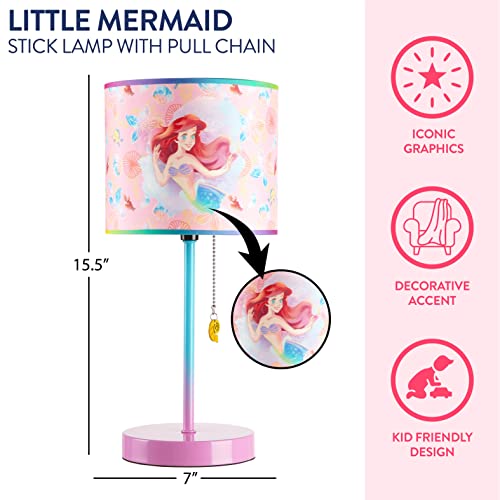 Image of Idea Nuova Little Mermaid Ariel Stick Table Lamp for Kids with Pull Chain