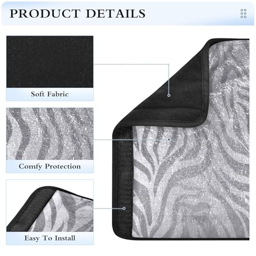 Image of 2 Pack Seatbelt Covers Seat Belt Cover Pad for Adults Boys Girls Car Seat Strap Covers Pads Cushion Universal Shoulder Strap Pad Protector for Backpack Camera Bag 10x7.7Inch Light Silvery Zebra Print