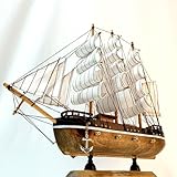 Lizipai Smooth Sailing Boat Model Mediterranean Wooden Boat Furniture Decoration Room Decoration (Main Brown)