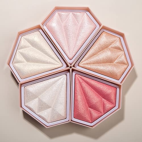 Akary Face Glitter Blush Pink Shimmer Highlighter Blusher Powder Makeup Cosmetics Facial Contour Corrector Shine Rouge (#02 Quicksand Gold) #TOP5