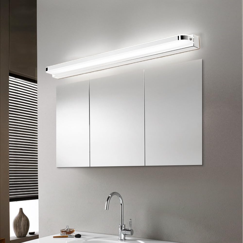 XINYASEE LED Mirror, Bathroom Wall Light Cool White 6000k 9-14W Shaving Wall Light Bathroom Living Room No Switch (hardwire Connection Required) (Silver, 60CM)