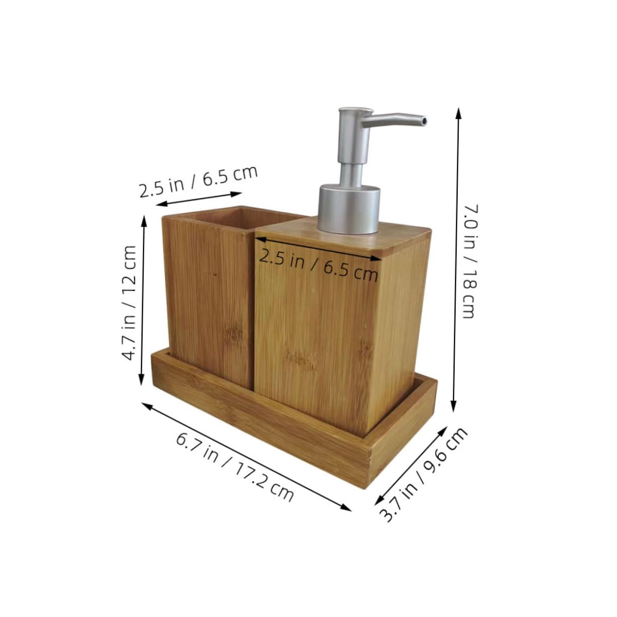 Alipis Set Accessori Bagno in Bambù Dispenser Sapone Pompa, Bottiglia Shampoo Riutilizzabile, Portaspazzolino Compatto Per Uso Domestico e Bagno Ospiti