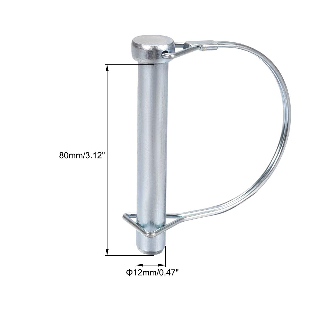sourcing map Pasador de Bloqueo de Eje, 12 mm x 80 mm Pasador Acoplador con Arco Redondo, Pasador de Seguridad para Remolques Agrícolas Vagones Césped Jardín, 5 Piezas