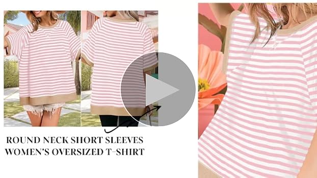 トップス ohotoro Multi Stripe Shirt Dokotoo Womens Striped Color Block Oversized T-Shirt Summer