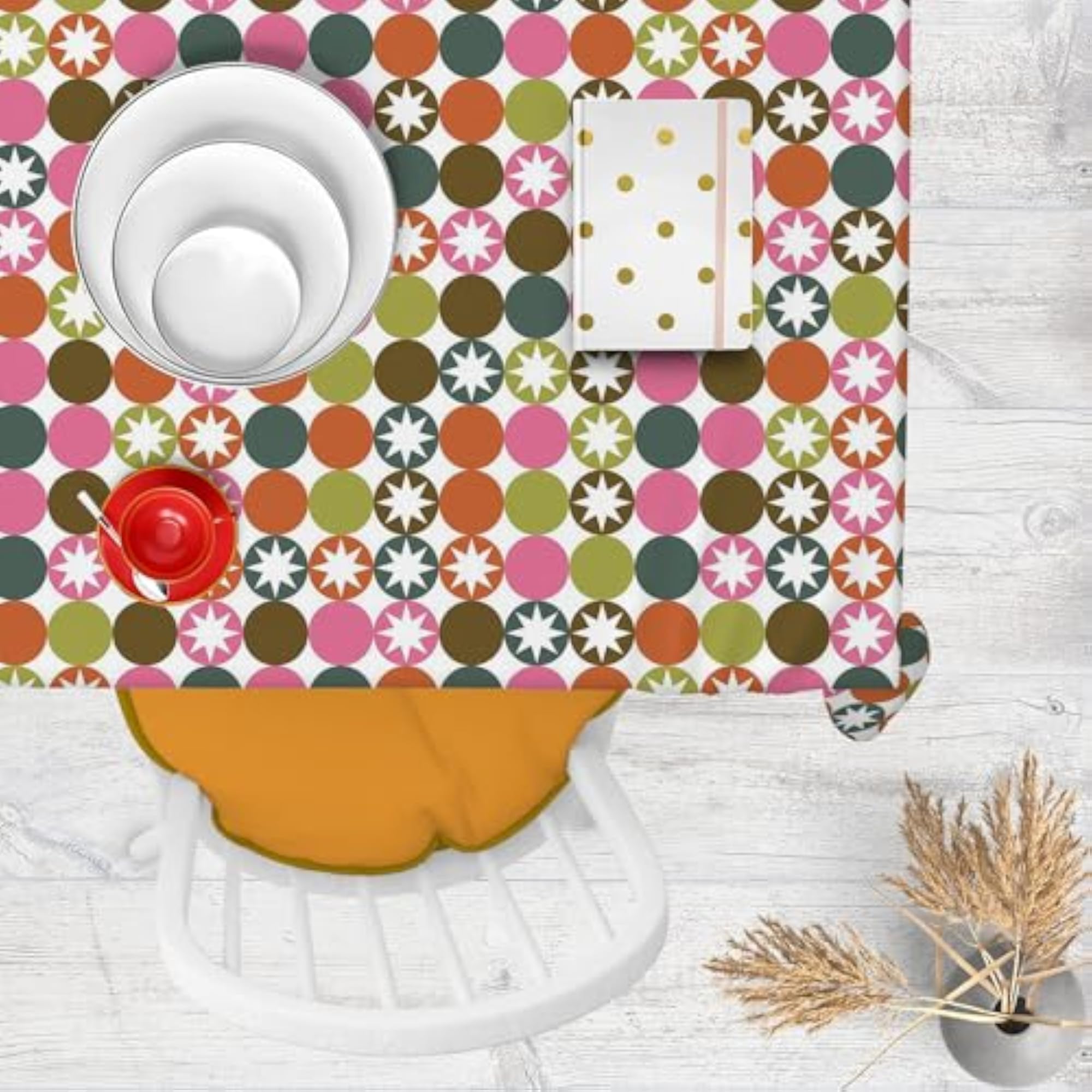 Stars & Circles Table Cloth Cover for Dining & Center Table