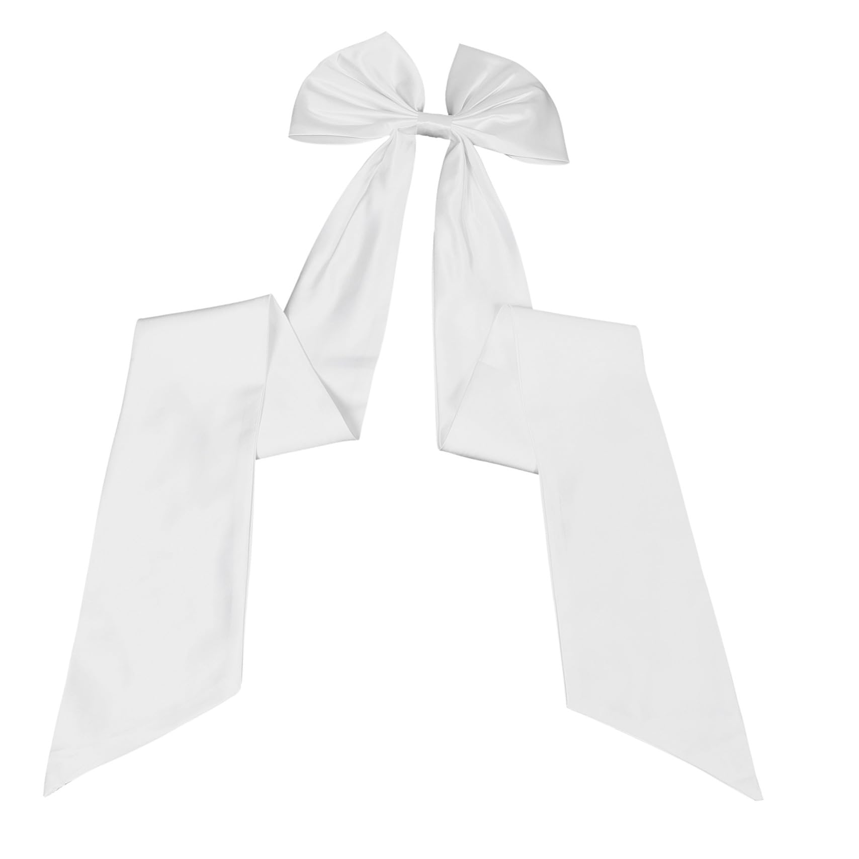 Abnehmbare Brautschleife aus Weißem Satin für Hochzeitskleid | Langer Schleifenzug mit Elegantem, Schlichtem Design, Passend für Formelle Robe und Kirchliche Trauung