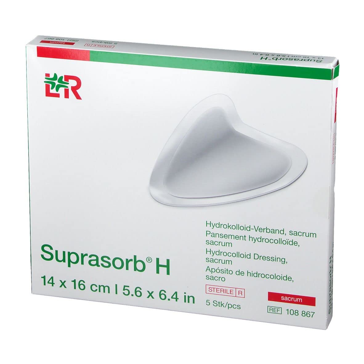 Lohmann-Rauscher 108867 Suprasorb H sakrum opatrunek hydrokoloidowy, 14 cm x 16 cm, 5 sztuk