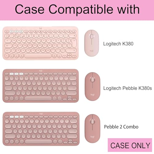 co2CREA Hard Travel Case Cover for Logitech K380 Wireless Keyboard (Can be Stored Logitech M355) (Box Only, Does Not Include Keyboard/Mouse Set) (Pink)