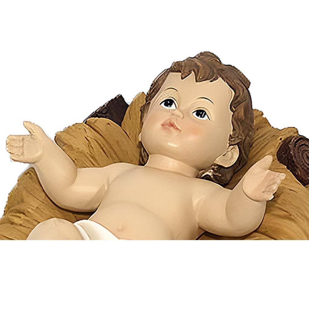 Gesu' bambino con culla in poliresina bambinello di natale addobbi natalizi presepe da cm 24 ottima idea regalo