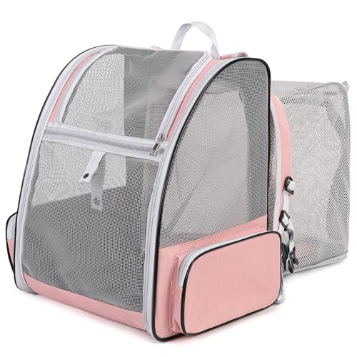 Kommodum – Zaino Trasportino Gatto Cane Estensibile Cuccia Portatile Espandibile Borsa Porta Animali Pieghevole per Cani Piccoli Gatti Medi Fino a 6 KG Portatile Cuccioli Traspirante Rosa 06es