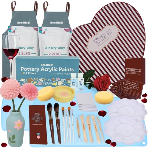 Date Night Pottery Kit for Beginners - 4.4Lbs Air Dry