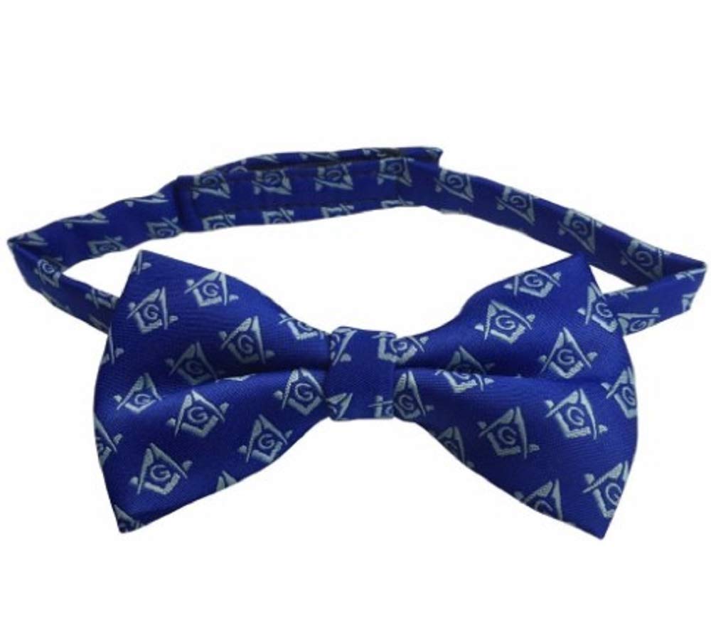 Noeud papillon maçonnique de haute qualité avec boussole carrée G Bleu