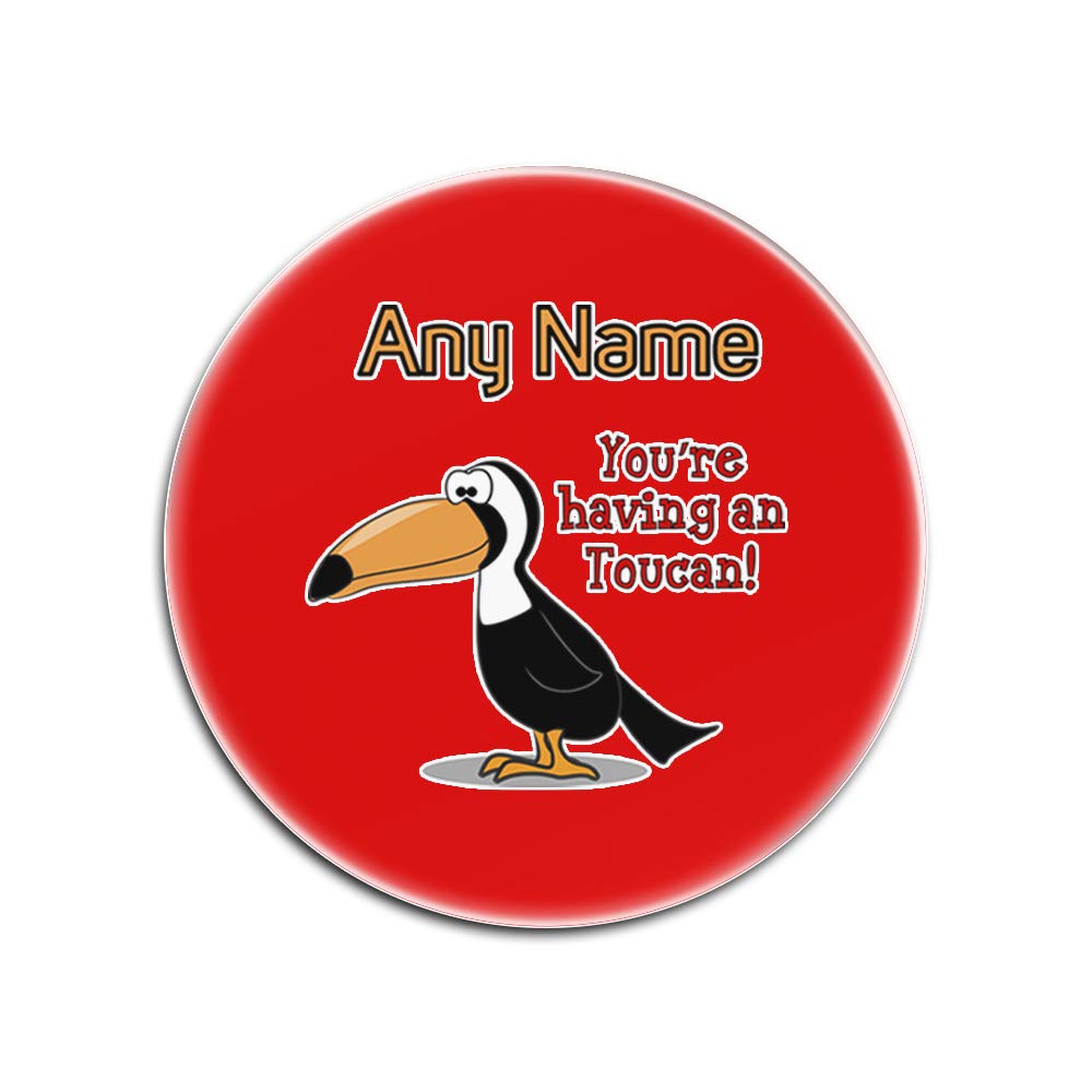 Dessous-de-verre en verre personnalisable rouge rond toucan