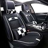 Big Ant Car Seat Covers, Leatherette Seat Covers Waterproof Breathable 5 Seats Full Set Front Back Cover 12 PCS - Fit Most Car, SUV, or Van (Black and White)