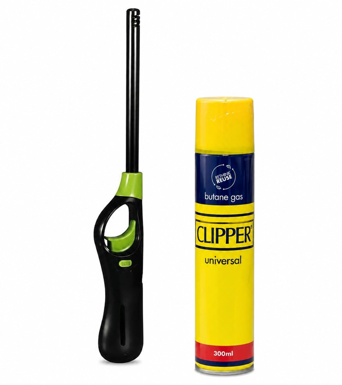 Clipper Gas 300ml With Refillable BBQ Lighter, Universal Refill Fluid for Lighters, BBQ, Camping & Cooking - Reliable & Safe Fuel Solution (Lighter Color Way Vary) (Set of 2)