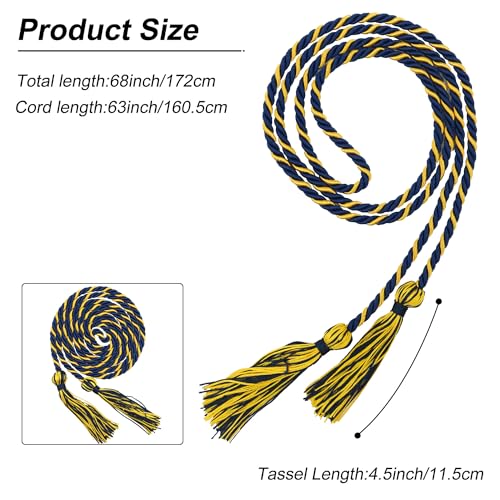 Image of GraduationMall Graduation Honor Cord 68 inch NavyGold