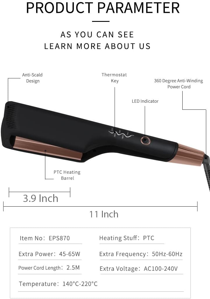AIKO Pro Double Barrel Ceramic Hair Waver, Beach Wave Egg Roll Curling Iron, 2 Embedded Ceramic Barrels Styling Tool (Black, Rose Gold)