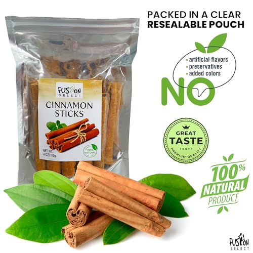 Fusion Select Cinnamon Sticks - Whole Canela Bark Pieces for Asian, Indian, & Middle Eastern Cuisine - Herbs & Spices for Baking & Cooking - Packed in a Clear Resealable Pouch - 4 oz - Image 4