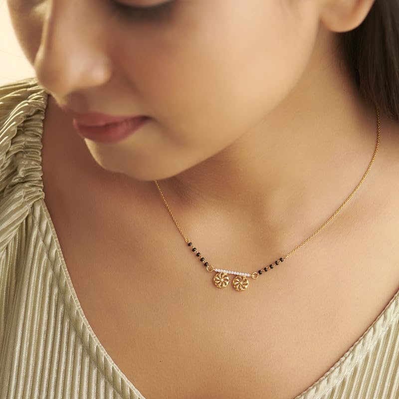 Image of KISNA JEWELS 14KT|18KT BIS Hallmark Pure Gold and Diamond Mangalsutra For Women