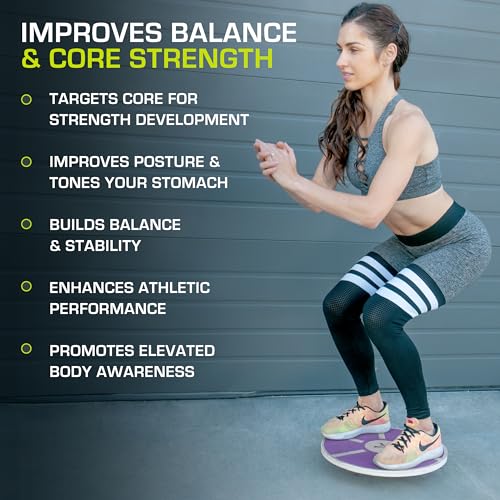 Image of ProsourceFit Wooden Balance Board Non-Slip Wobble Core Trainer 15.75in (39.5cm) Diameter with 360 Rotation for Stability Training, Full Body Exercises, Physical Therapy