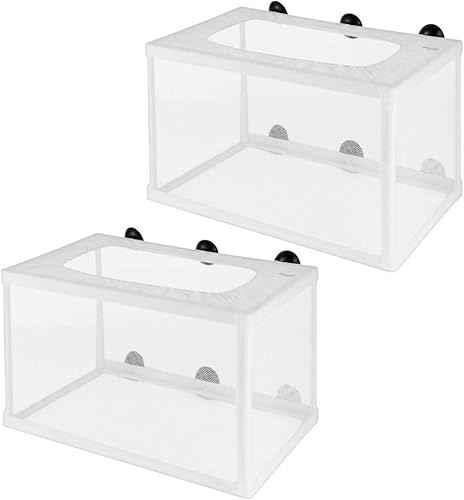 Caja transparente de cría de peces, multifuncional, de plástico, con ventosas, para peces agresivos, guppy payaso, fácil de instalar, color blanco,