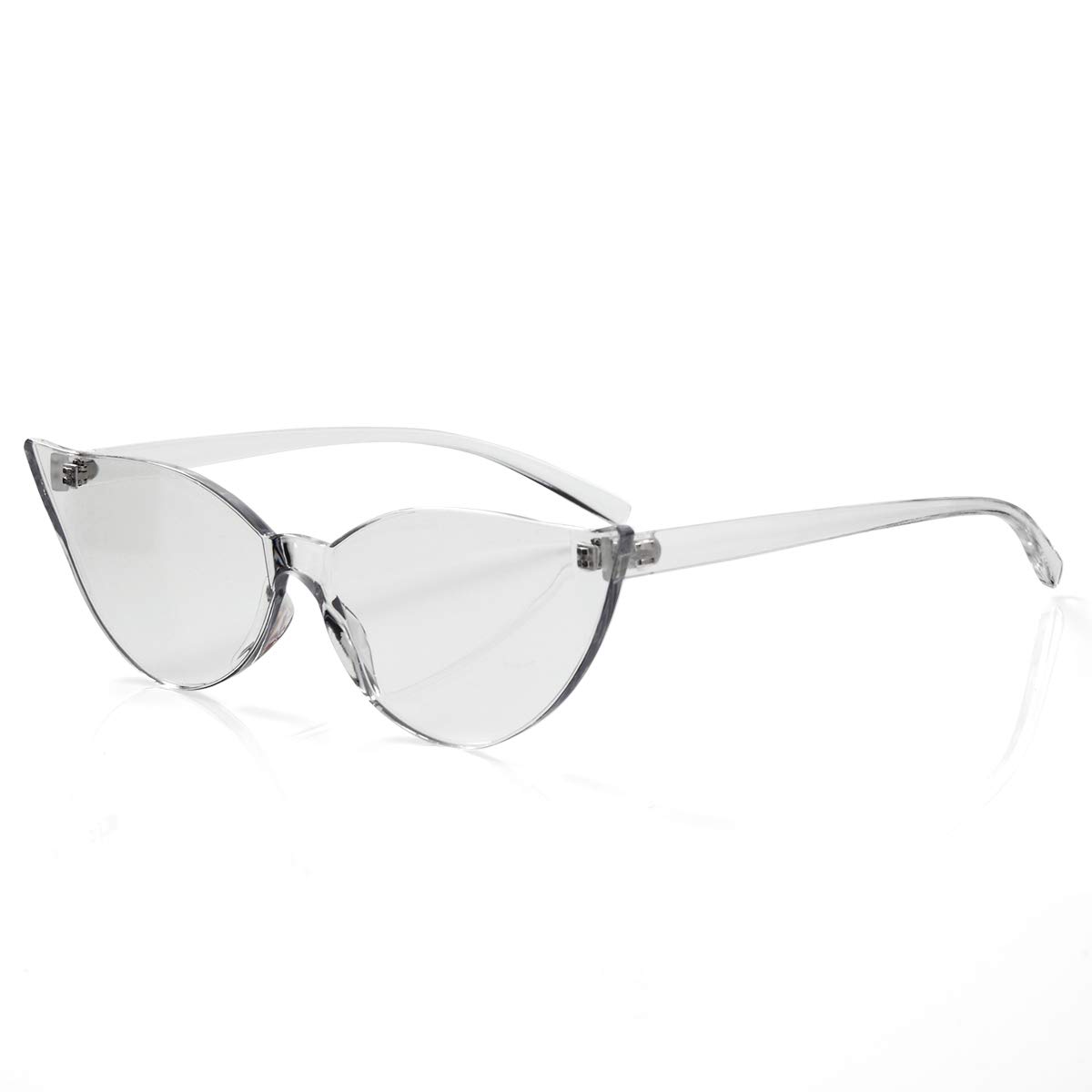 Cat Eye Rimless Sunglasses Oversized One Piece Colored Transparent Eyewear Retro Eyeglasses for Women Men …