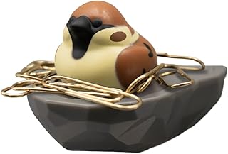 【トリの巣クリップホルダー】マグネット付き 鳥の巣みたいに見える クリップ収納|オフィス デスク かわいい雑貨|ツバメ/カラス/スズメ/ドバト 全4種 (スズメ)