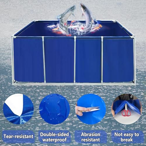 Revêtement d'étang en PVC 2x1x0,5m vert avec cadre en acier