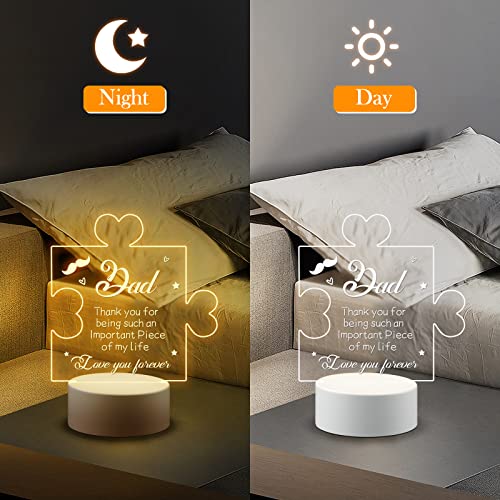 Funnli Fathers Day Birthday Gifts For Dad From Daughter, Puzzle Acrylic Engraved Night Light Gifts For Dad, Night Lamp Dad Gifts, Anniversary Birthday Gifts For Dad From Daughter Son Kids Wife #TOP5