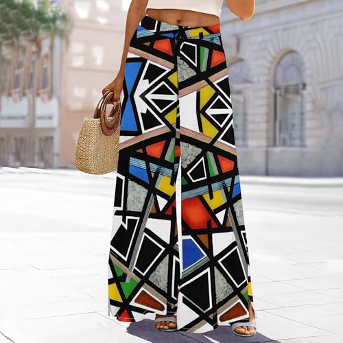 Womens Elegant Casual Wide Leg Pants African Ethnic Pattern Printed Loose Pants Comfortable High Waist Wide Leg Pants2