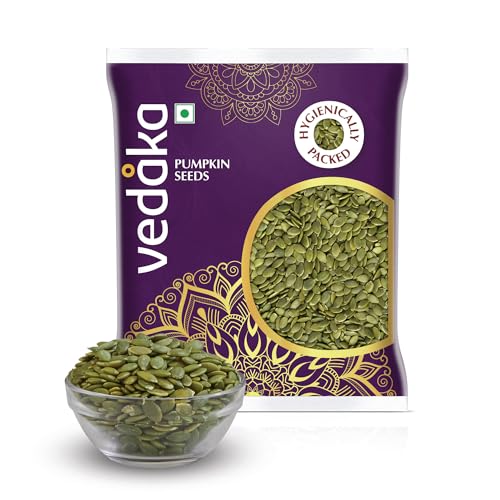 Image of Amazon Brand - Vedaka Raw Pumpkin Seeds | 100 g | Source Magnesium and Potassium | Gluten Free | Daily Crunchy Snacks | Hygienically packed