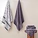 Modern Threads Ophelia 6-Piece 100% Cotton Towel Set – Reversible Yarn Dyed Jacquard & Solid – Includes 2 Bath Towels, 2 Hand Towels, 2 Washcloths – Absorbent, Quick Dry, Soft & Durable – Lavender