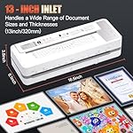 Commercial Laminator Machine 13 Inch 4-Roller, 55s Fast Warm-Up Never-Jam Lamination Machine, 3-10 Mil Thickness, Supports 11x17 & A3 Document Laminating, Includes 30 Laminating Sheets White - Image 2