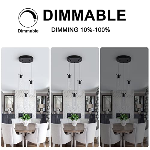 Image of Kitchen Lighting Pendant,Modern Pendants with Black Finish,3 Light