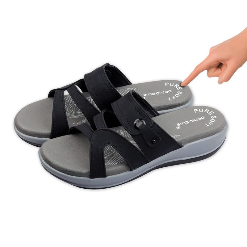 Image of ORTHO CLUB Women Orthopedic Comfort Slippers | Soft Cushioned Footbed | Anti-Slip Sole | Lightweight Daily Wear Sandals for Home & Outdoor Use