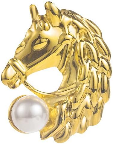 Vintage Horse Pearl Brooch Pin for Women Men Textured Animal Artificial Shell Pearls Brooches Lapel Pins Retro Dress Accessories Holiday Party Race Jewelry