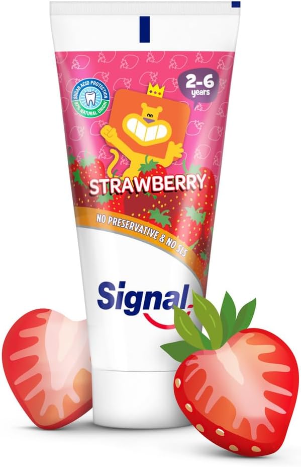SIGNAL Kids Toothpaste, Strawberry, with no preservatives & no SLS, for 2-6 Years, 50ml