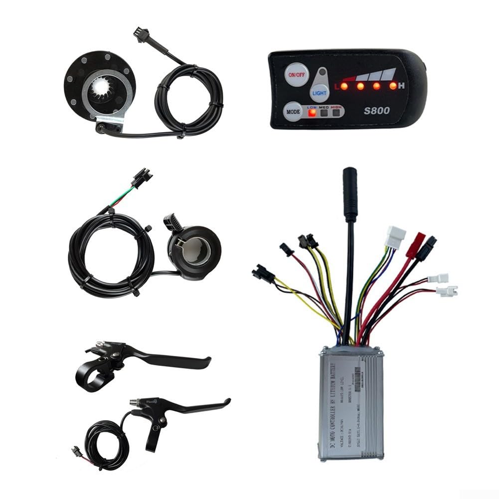 Controller per Bici elettrica 36 V/48 V, 250 W, 15 A, Kit con Display LED S800, sensore 8 PAS, Leve acceleratore e Freno per conversione Bicicletta elettrica, alloggiamento in Metallo ABS