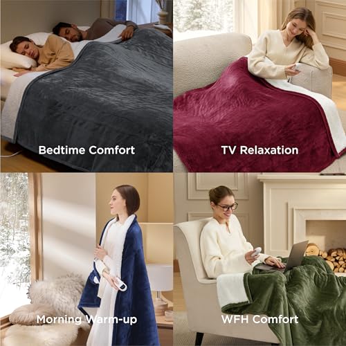 Image of Bedsure Electric Blanket Full Size - Soft Flannel Heated Blanket Full, Fast Heating with 6 Time Settings (Up to 10H) & 6 Heat Settings, Warm Gift for Grandma (72x84 inches, Cream)