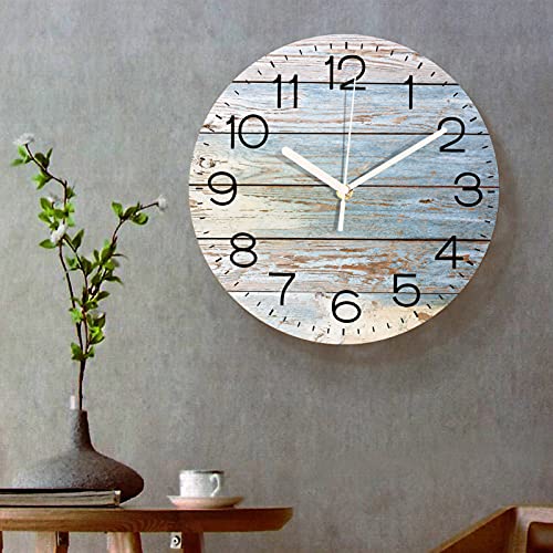 Artsocket Wooden Wall Clock Silent Non-Ticking,Farmhouse Wooden Wall Black Board Brown Vintage Round Coastal Wall Clocks Decor For Home Kitchen Living Room Office, Battery Operated(12 Inch) #TOP5