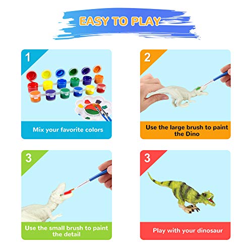 KITOART New Enlarged Dinosaur Painting Kit for Kids, Dinosaur Arts and Crafts for Kids, Dinosaurs Toys for Kit Boys & Girls, DIY Dinosaur Painting Toys for Age 3 4 5 6 7 8 (47 Pcs)