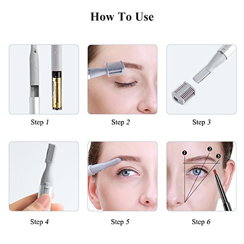 TOUCHBeauty Augenbrauentrimmer Elektrischer Korrekturtrimmer Kabellos für Damen,Augenbrauenrasierer Augenbrauenschneider Präzisionstrimmer mit Führungskamm, Batteriebetrieben, Silber AG-815S
