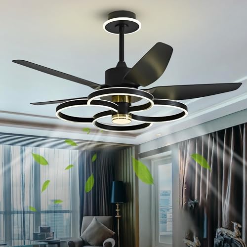 Smartway® Emilie BLDC Fan Chandelier with Retractable Blades | Smart Voice,Remote & App Control | 3-Color LED Light | Silent Energy-Efficient Motor | Fan Chandelier for Living Room,Bedroom & Dining
