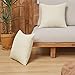 Deconovo Lot de 2 Housse de Coussin, 60x60cm Taie d'oreiller Carré Housse d'oreiller, Faux Lin Décoratif Canapé Lit, Beige