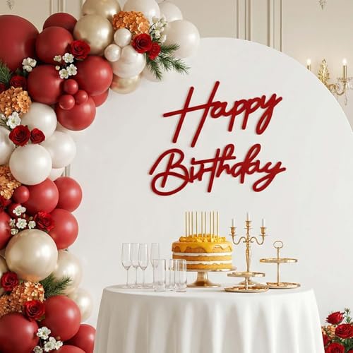 Red Happy Birthday Sign for Backdrop - Felt Happy Birthday Letters for Balloon Arch Party Wall Decor Large Happy Birthday Signs for Boys Girls Women Party Baby Shower Decorations