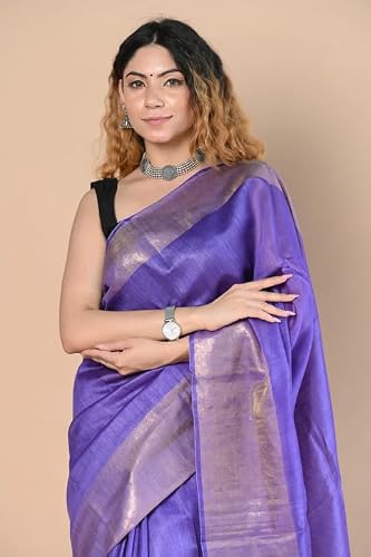Shoplex purple tussar silk saree in tussar silk – image 5