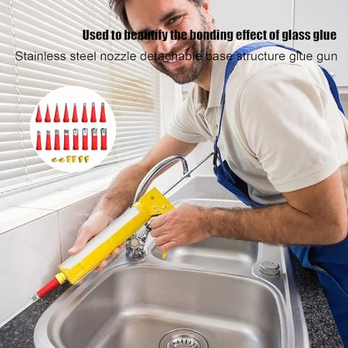 Ein Satz Einteiliger Edelstahldüsen,16 Edelstahl düse Silikon+6 Von Verbindungsbasen,Edelstahl düsen Silikonspritze Aufsätze,für Dichtungsfinisher Set,Abdichten Silikondüsen,Edelstahl Dichtungsduse